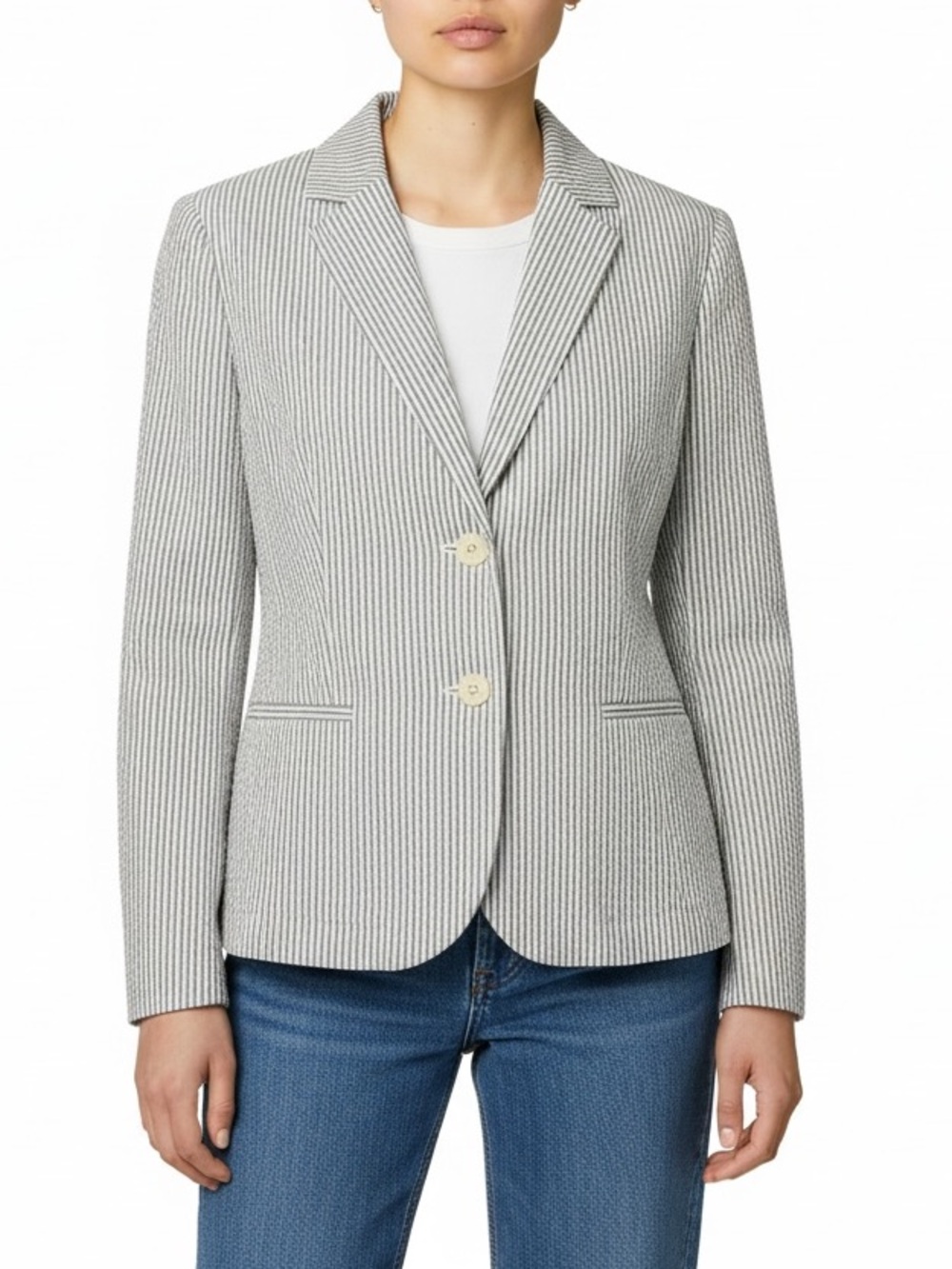 Lauren Ralph Lauren Pinstripe Tailored Blazer Grey